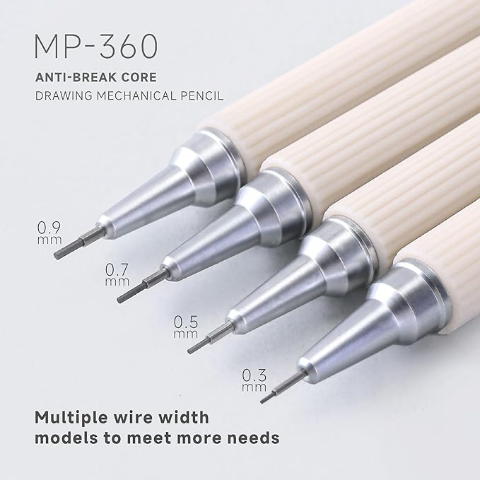 Mechanical Pencil Set with Case, 4PCS Drafting Pencils 0.3mm 0.5mm 0.7mm 0.9mm – 4 Tubes HB & 2B Lead Refills, 3 Erasers, Mechanical Pencil Kit for Writing & Drawing