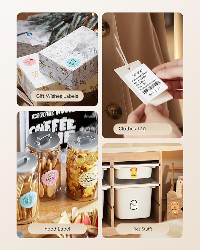 NIIMBOT B21 Label Maker, 2 Inch Portable Thermal Label Printer, Label Maker Machine with Tape, Compatible with Android, iOS & PC,Labeling for Home Storage Office and Small Business,Off-White