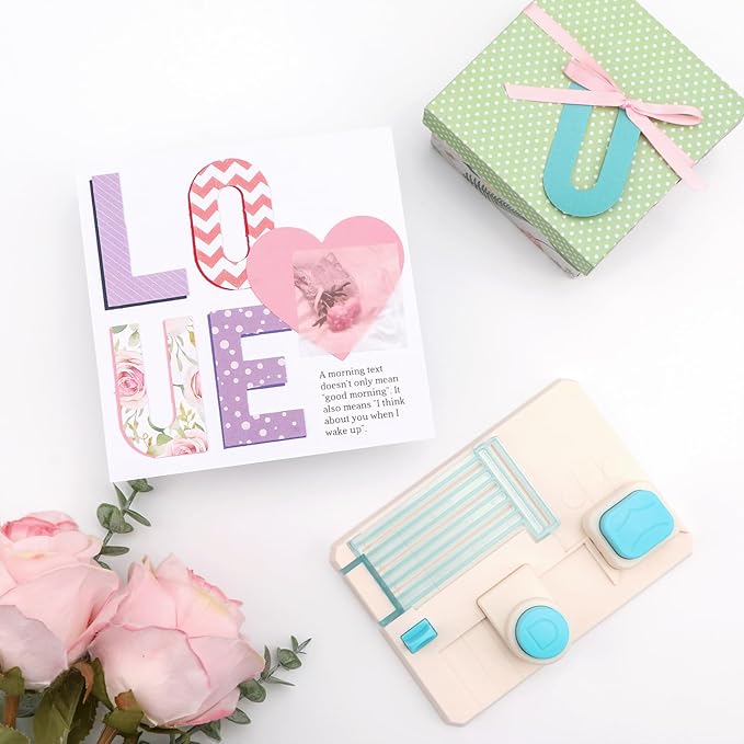 BAOFALI Mini Alphabet Punch Board, 6x4.25inch Paper Hole Punches for DIY Craft Cards Scrapbooking Party Decor,Custom DIY Crafting Projects, Banners, Signs, Cards, Creating Letters, Numbers