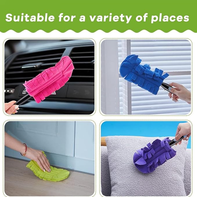 360° Electrostatic Duster Refills — The Sustainable Choice for a Dust-Free Home, Washable & Reusable, High-Density Microfiber (1 Handle + 4 Refills)