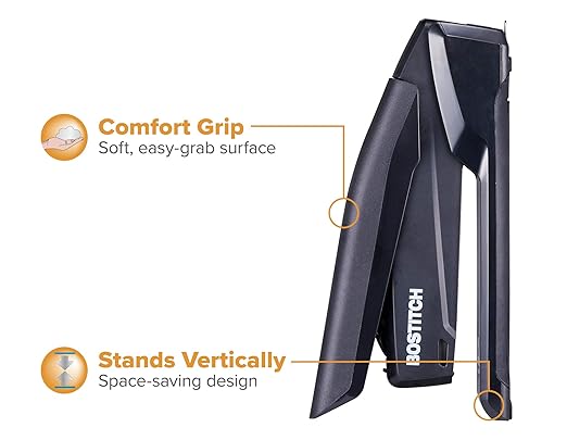 Bostitch Office Executive 3 in 1 Stapler, Includes 210 Staples and Integrated Staple Remover, One Finger Stapling, No Effort, 20 Sheet Capacity, Spring Powered Stapler, Black (INP20-BLK)