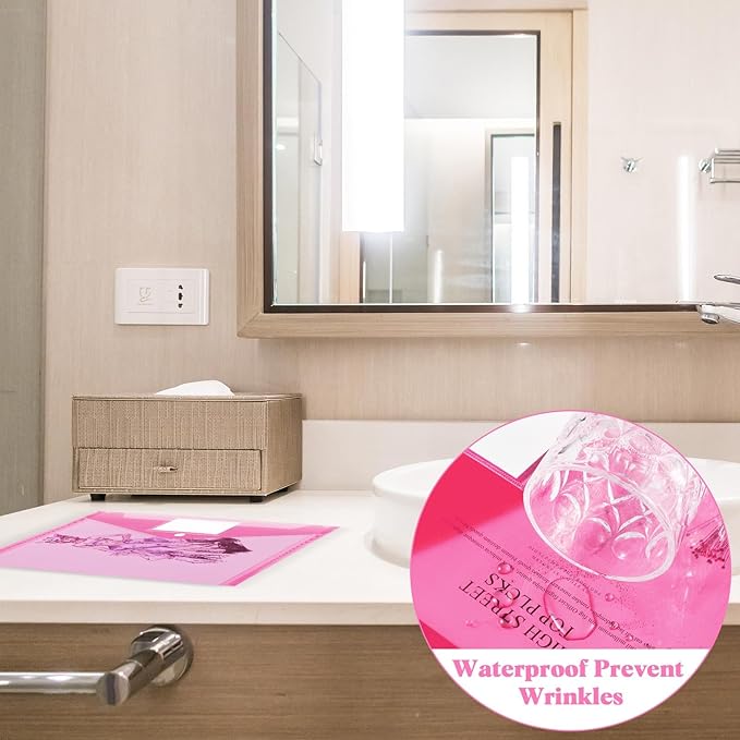 Lincia 24 Pcs Plastic Envelopes A4 Size Poly Envelopes File Folders Work Document Holder Office Paper Plastic File Organizer with Label Pocket Snap Button Home Bag for School (Rose Red)