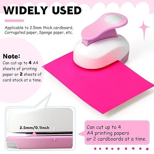 Chengu 6 Pcs Circle Punch Set 3in/2in/1.5in/1in/0.6in/0.3in Scrapbook Hole Punchers Crafting with 10 Sticker Paper Round Cutter Scrapbook for Office Supplies DIY Albums Photos