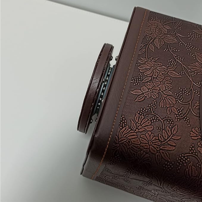 Antique Leather Remote Control Holder 360 Degree Spinning,Desk Rotating Organizer/Caddy for TV Remote Controllers,Pen,Calculator Media Player,DVD,Office Supplies,Mobile Phone Storage Box (Retro)