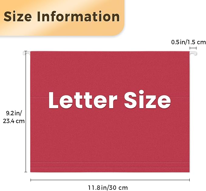 SUNEE Hanging File Folders, 6 Pack Letter Size Hanging File Folders with 1/5-Cut Tabs, Ideal for Home and Office Organization and Papers Classification,Assorted Colors