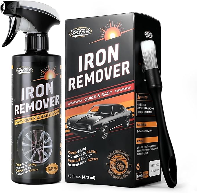 Iron Remover,Fallout & Iron Remover for Car Detailing,Fast Removal Brake Dust & Rust and Wheel Cleaner,Safe for All Vehicle Paint & Wheels,Tire Shine and Preps for Wax (16oz)