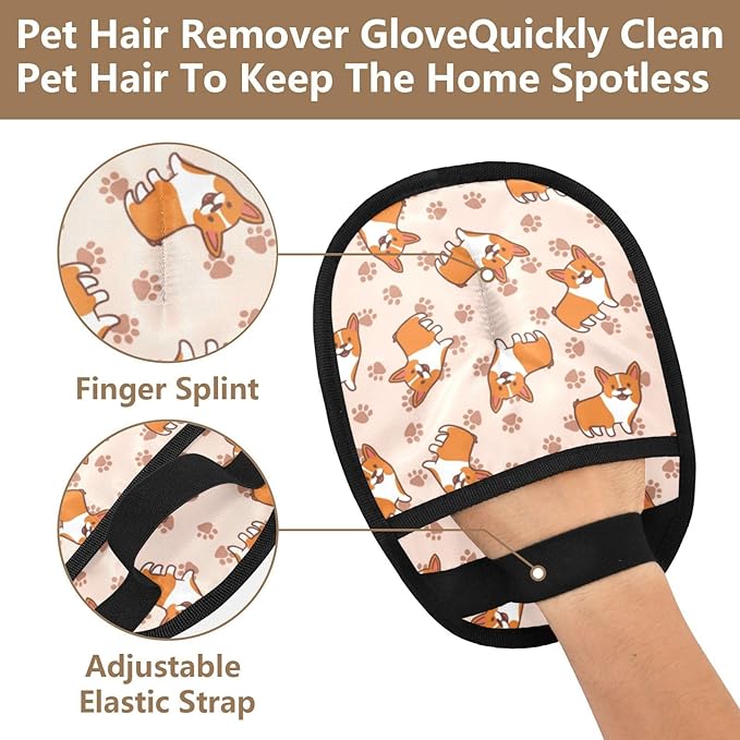 Corgi Pet Hair Removal Glove for Cats & Dogs Reusable Pet Hair Removal Glove pet Hair Electrostatic Gloves