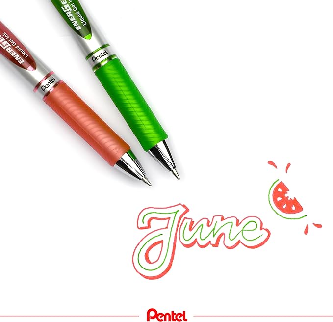 Pentel EnerGel RTX Retractable Liquid Gel Pen, (0.7mm) Metal Tip, Medium Line, Lime Green Ink, 12 pack (BL77-K)