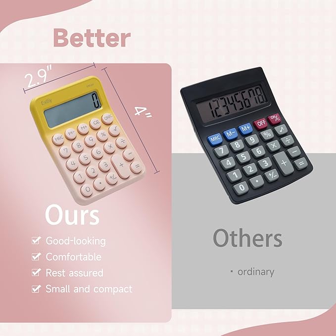 Pocket Calculator, Kids 8 Digit Small Desktop, LCD Display, Cute & Aesthetic Calculator (Gradient Pink, S 1 Pcs)