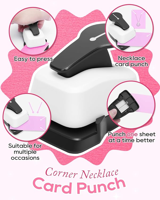 UCEC Corner Necklace Card Punch, Corner Paper Punch Necklace Hole Puncher for Cards, Necklace Hanging Card Hole Punch for Selling & Displaying Jewelry to DIY