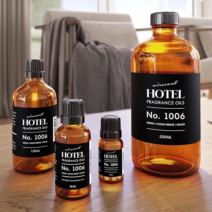 AirScent Hotel Diffuser Oil No. 1006 - Neroli Ocean Breeze Melon - Hotel Scent Dupe - Premium Fragrance Oil for Ultrasonic and Waterless Diffusers and Crafting - 120 mL, 4 fl oz Glass Dropper Bottle
