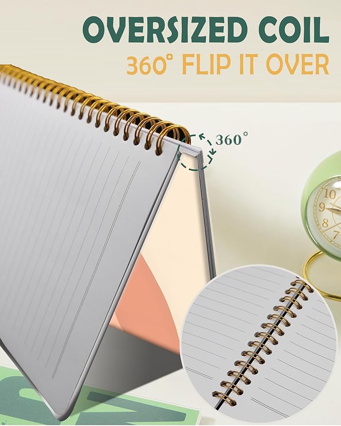 Ruled Spiral Writing Notebook,A5 Hardcover Lined College Journal for Women,Strong Twin-Wire Binding with Premium Paper,8.4" X 6",Perfect for School,Office,Home(Pink Stripe)