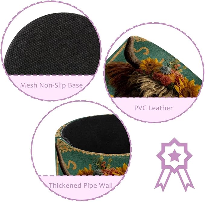 Watercolor Sunflower Yak Circular Pen Holder, Pen Cup Makeup Brush Holder, Design for School, Home and Stationary Supplies (3.9 x 3.1 Inches)