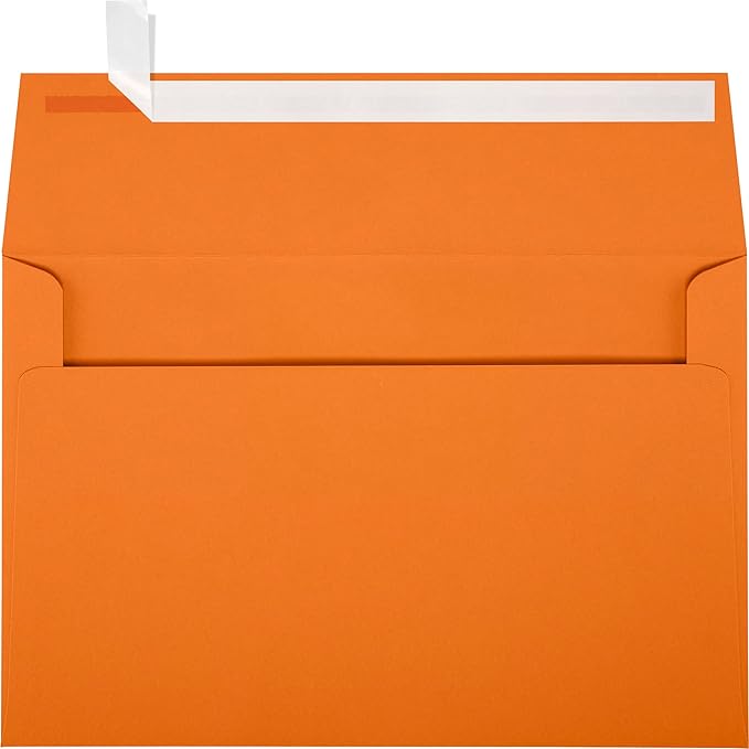 LUXPaper A9 Invitation Envelopes | Peel & Press | 5 3/4" x 8 3/4" | Mandarin Orange | 80lb. Text | 50 Qty
