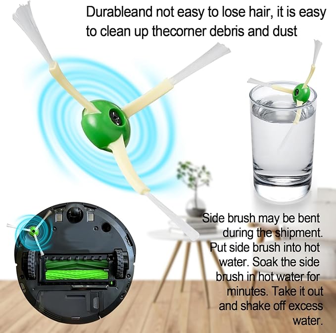 Anbowe Replacement Parts for Roomba iRobot i7 i7+ i3 i3+ i4 i4+ i5 i5+ i6 i6+ i8 i8+ i5+/j7 j6 j5 and Plus Version,(2 Set Rubber Brush,8 Side Brush)
