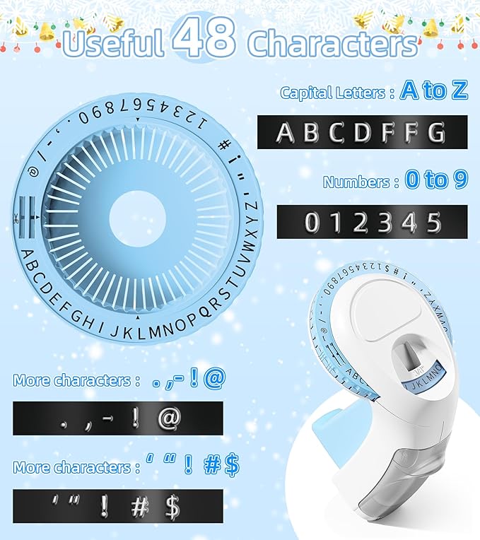 Embossing Label Maker Machine, Retro Embossed Label Maker Manual, Vintage Omega Home Labeler Embosser with Embossing Labeler Refill 3/8"(9mm) for Kids and Elderly