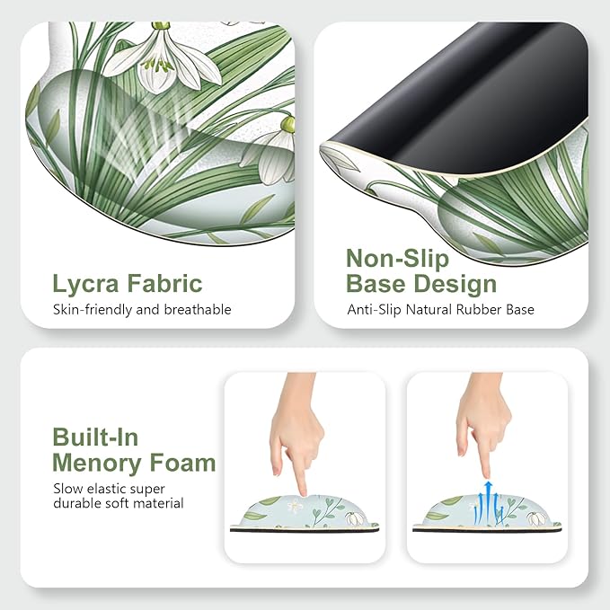 Floral Desk Mat, 4in1 Large Mouse Pad with Wrist Rest, Desk Matt for Desktop, Desk Pad Mat, Anti-Slip XXL Big Computer Ergonomic Mousepad with Wrist Support for Keyboard and Mouse I Green Flower Heart