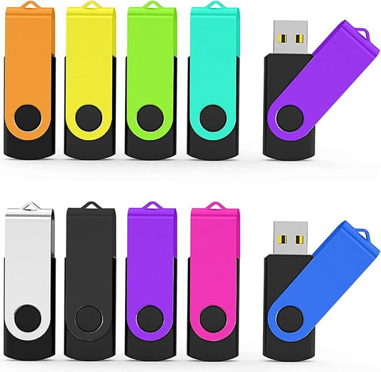 16GB USB Flash Drive 10 Pack 16 GB Thumb Drives TATMOHIK 2.0 USB Drive Bulk 16G Swivel Design Flash Drives Pack with LED Indicator 16 Gig Jump Drives Multipack Zip Drive Memory Stick PenDrive