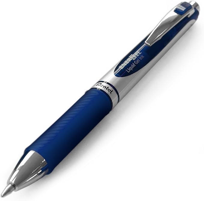 Pentel EnerGel RTX Retractable Liquid Gel Pen, (0.7mm) Metal Tip, Medium Line, Navy Blue Ink, 12 pack (BL77-CA)