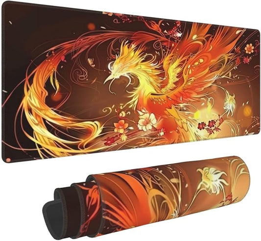 Gorgeous Phoenix Gaming Mouse Mat Extended Large XL Mouse Pad Desk Mat Non-Slip Rubber Mice Pads Stitched Edges for Office and Home,31.5 X 11.8 X 0.12 Inches