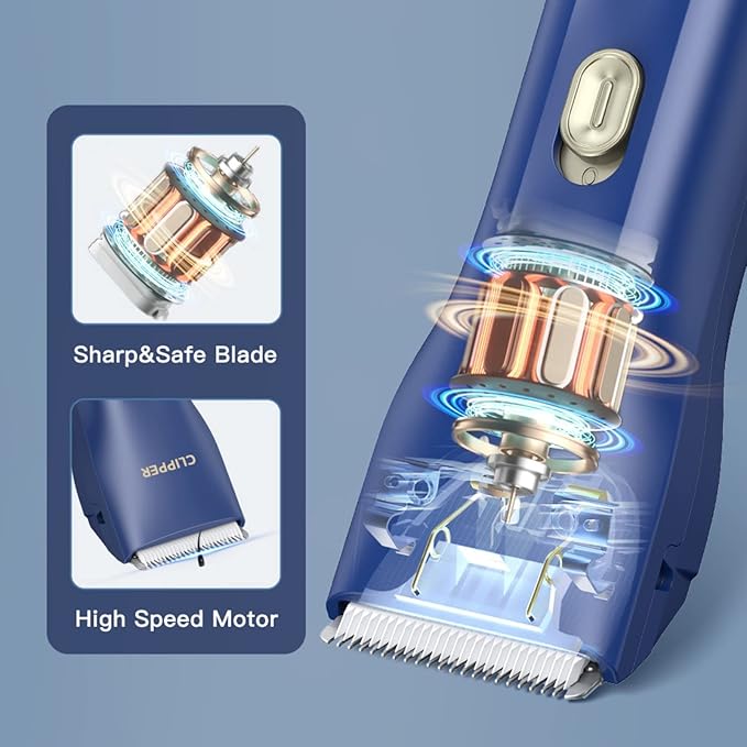 Grimgrow Dog Cat Home Hair Waterproof Clipper Portable Electric USB Rechargeable Pet Grooming Tools Low Noise Shaver Cordless Trimmer for Small and Large Pets