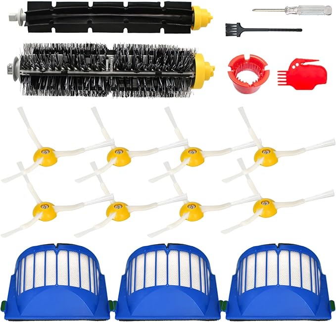 Replacement Parts and Accessories Kit Compatible for iRobot Roomba 692 694 676 675 695 677 671 655 645 690 680 660 650 620 614 610 635 595 564 Vacuum,Bristle and Beater Brush,3 Filter, 8 Side Brush