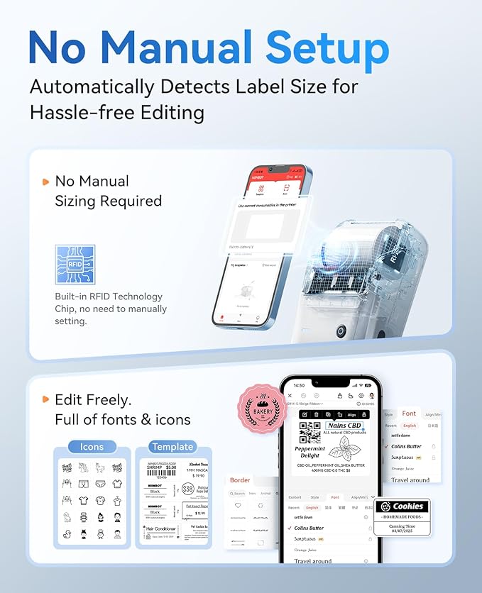 NIIMBOT B1 Label Maker Machine with Tape, Thermal Label Printer Easy to Use for Office Supplies, Home, Business, 2 Inch Label Maker with 2'' x1.18'' Labels