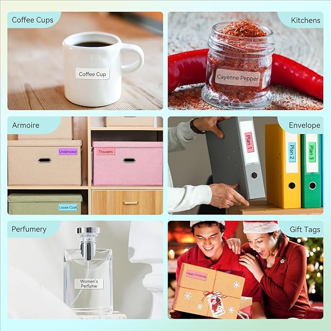 EEBBL D30 P21 Label Maker Tape Refill 12mm×40mm(0.47"x1.57") Sticker, Laminated Thermal Label Tape Replacement, 1650 Labels/10Rolls, High Definition Labeling Tape for Home Office School Hotel