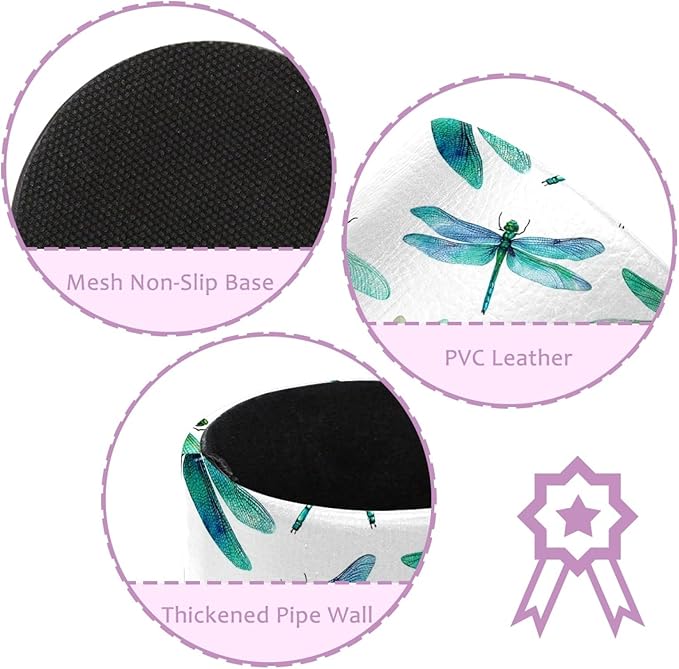 Leather Pen Holder for Desk Dragonflies Cute Pattern Pencil Cup Desktop Organizer Makeup Brush Holders Office Supplies for Home, Kids & School