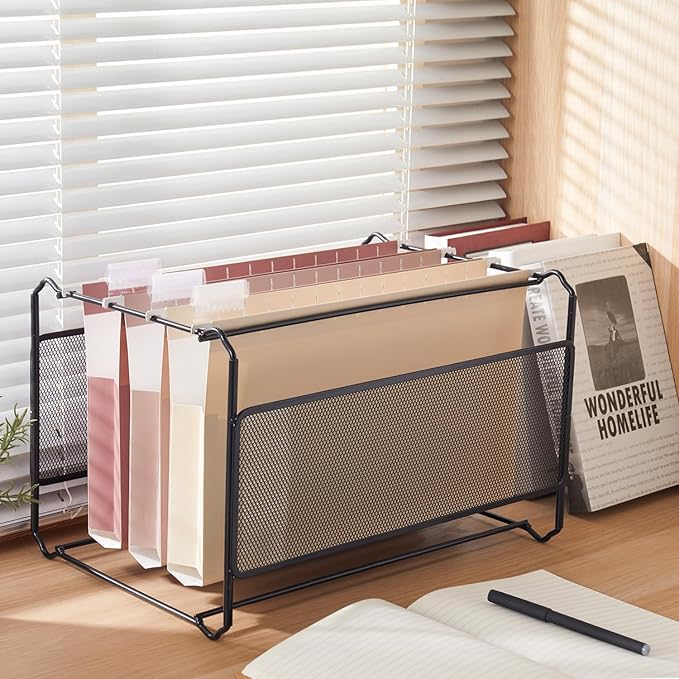 Y YOMA Legal Size - 6 Pack Extra Capacity Hanging File Folders Accordion Decorative Reinforced File Folder Cute Colored Expandable Folder for Office Home with 1/5-Cut Adjustable Tabs, Mocha Color