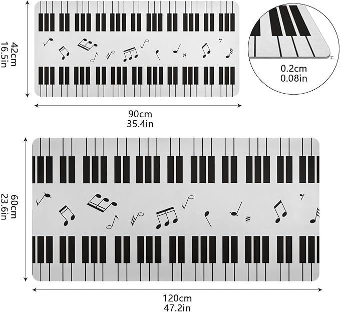 Mouse Pad Desk Mat Leather Desk Pad Large Gaming Desk Cover Protector Mat for Keyboard Computer Laptop Office Waterproof 35.4 x 16.5 Inch Piano with Music Notes