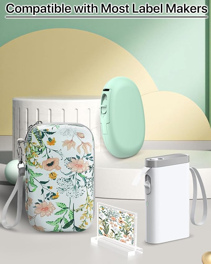 Label Maker Case for Label Maker Machine, EVA Travel Case with Designed Pattern, Compatible with D30, P21, E10, D110 Label Maker (Box Only), Floral