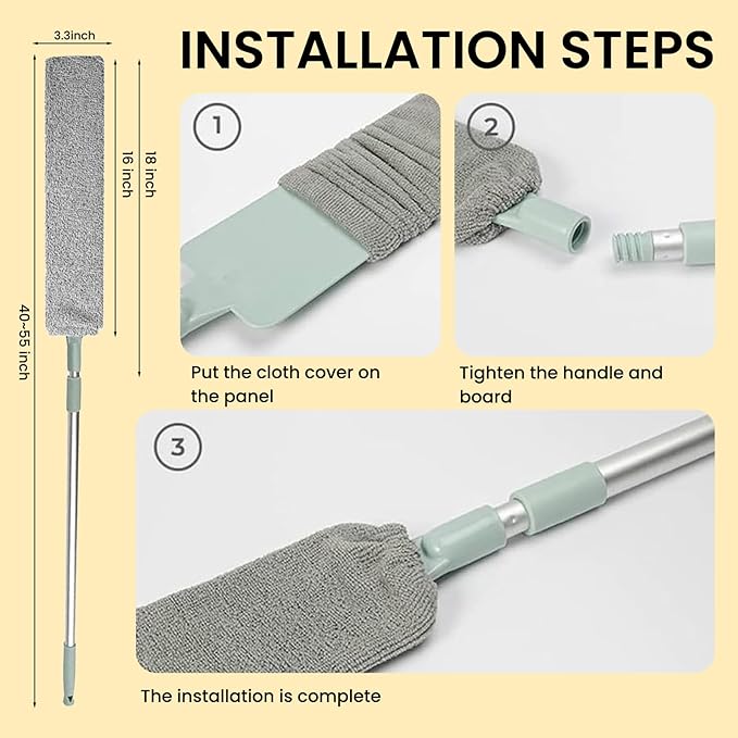 Retractable Gap Dust Cleaning Artifact |Extendable Duster Cleaning Tool for Hard-to-Reach Areas |Reusable Washable Dusting Wand for Home,Ceiling,Blinds,Under Furniture (3)