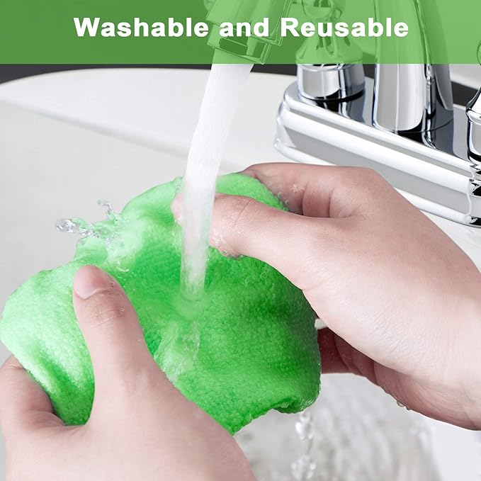 Frienda 2 Set Windshield Cleaner Tool Inside Car Windshield Cleaning Wand Auto Window Cleaner with Detachable Handle, 8 Reusable Microfiber Pads and 2 Spray Bottles for Car Interior(Gray, Green)