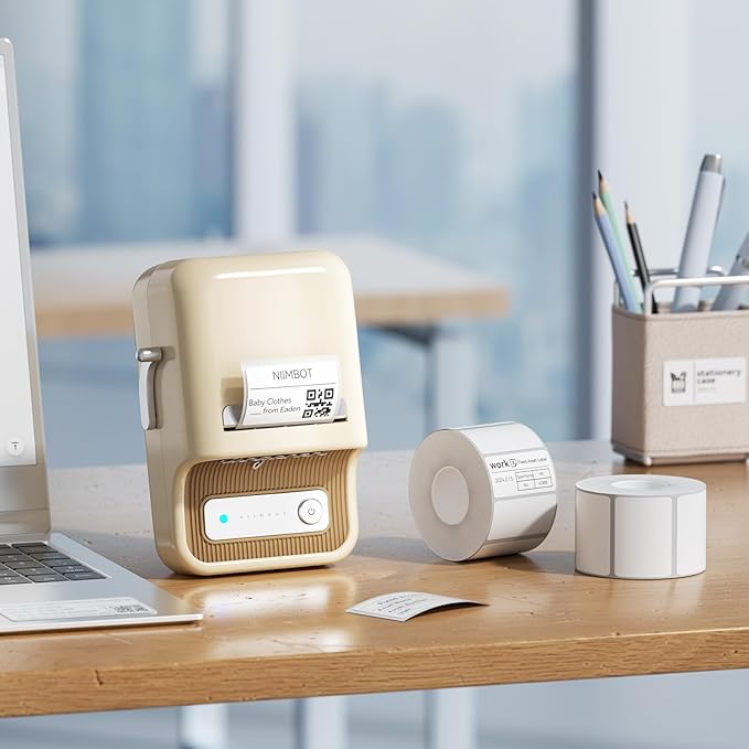 NIIMBOT 2 Rolls Labels for B1/B21/B31 Label Maker, 40 x 70 mm (1.57'' x 2.76'') 110 Labels/Roll, Thermal Label Tape for Home Office Small Business Labeling Tape Replacement(White)