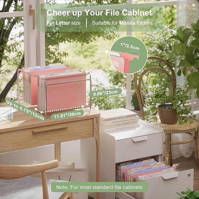 Extra Capacity Hanging File Folders, 4.72" Reinforced Wheat Straw Expanding Hanging Folder Letter Size, Large Capacity for Filing Cabinet,-Strawberry Pink-3 Packs