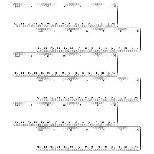 Ruler 6 Inch,Rulers for School,Rulers Bulk for Classroom,6 Pack for Kid(Transparent)