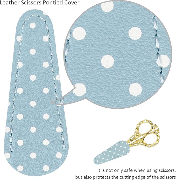 BIHRTC DIY Tools Dressmaker Small Shears with Artificial Leather Cover Stainless Steel Sharp Straight Tip Scissors Small Shears for Craft Home Sewing Supplies Cross Stitch Needlework DIY