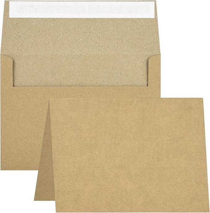 Blank Cards and Envelopes 4.375x5.75,50 Pack Kraft Cards Brown Envelopes for All Occasions,Invitations Thank You Blank Cards