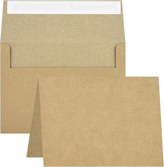 Blank Cards and Envelopes 4.375x5.75,50 Pack Kraft Cards Brown Envelopes for All Occasions,Invitations Thank You Blank Cards