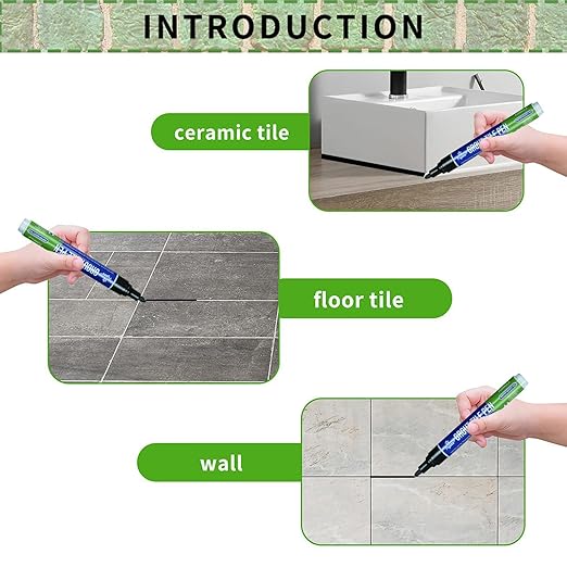 5 PCS Tile Grout Pen Home Repair Pen Tile Paint Markers for Tiles Floor Wall Bathroom Kitchen Repair Tools (Light Gray)