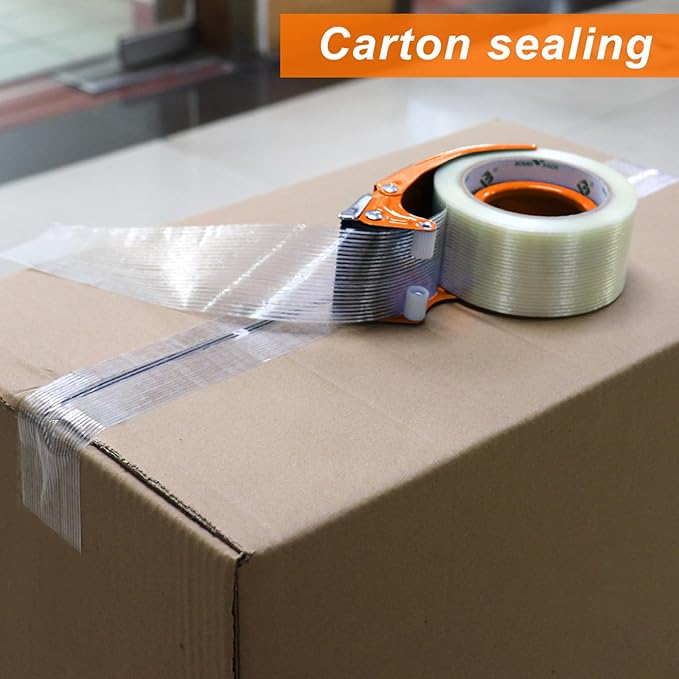 BOMEI PACK Metal Packing Tape Dispenser, 2inch Heavy Duty Handheld Heavy Tape Dispenser, 2Pcs, Orange