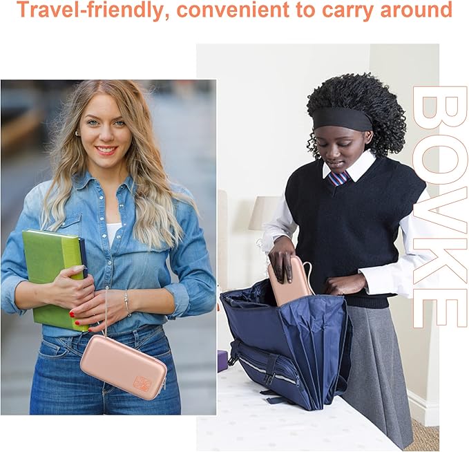 BOVKE Hard Calculator Case Compatible with Texas Instruments TI-84 Plus CE Color Graphing Calculator/TI-83 Plus CE, Extra Zipped Pocket for USB Cables, Charger, Manual and More, Rose Gold