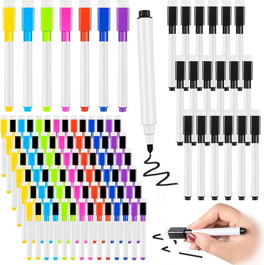 102 Pcs Magnetic Dry Erase Markers, Dry Erase Markers Fine Tip with Eraser Cap, White Board Markers Dry Erase for Whiteboard, Dry-Erase Boards, School, Office and Home (8 Colors)