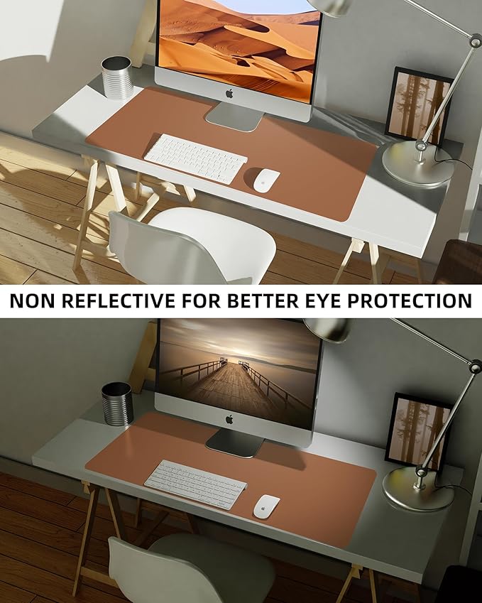 Non-Slip Desk Pad,Mouse Pad,Waterproof PU Leather Desk Protector,Ultra Thin Large Desk Blotter,Waterproof Keyboard mat for Office/Home/Decor(Brown 23.6" x 13")