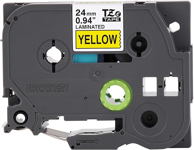 Brother Genuine P-Touch TZe Black Print on Yellow Label Tape (TZe651), Laminated,1in x 26.2ft (24mm x 8m), for Select P-Touch Label Makers, Durable, Water-Resistant, Indoor/Outdoor Use