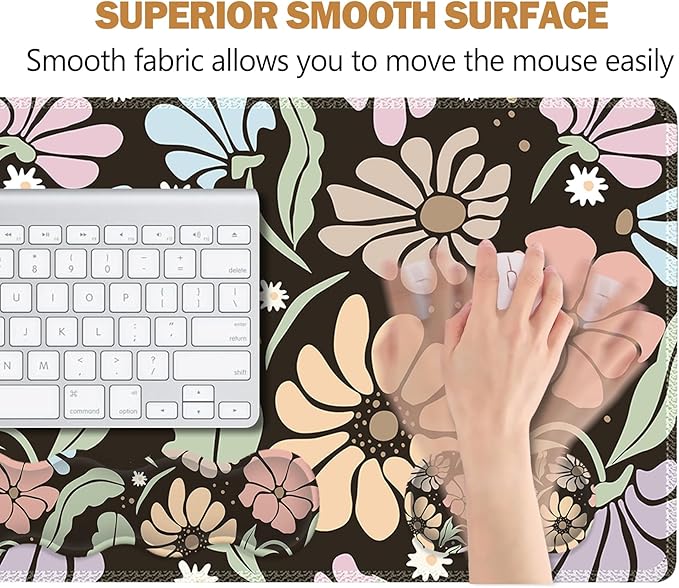 ARTSO Keyboard Wrist Rest Large Mouse Pad Wrist Support,Black Floral 4in1 Keyboard Pad Desk Mat,Ergonomic Memory Foam Wrist Support Cushion for Home Office