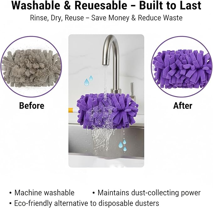 10pack Duster Refills Reusable for Swiffer, 360° Electrostatic Duster Refills, Washable Heavy Duty Dusters Refill, Reusable Cloth Cover Dust Collector for Both Wet and Dry Use (Blue)