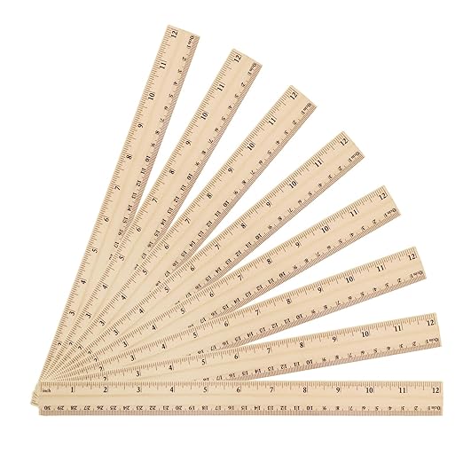 60 Pack Rulers Bulk for Classroom, Wooden Rulers 12 Inch, Wood Measuring Tools for Students and Teachers, 2 Scale Office and School Supplies