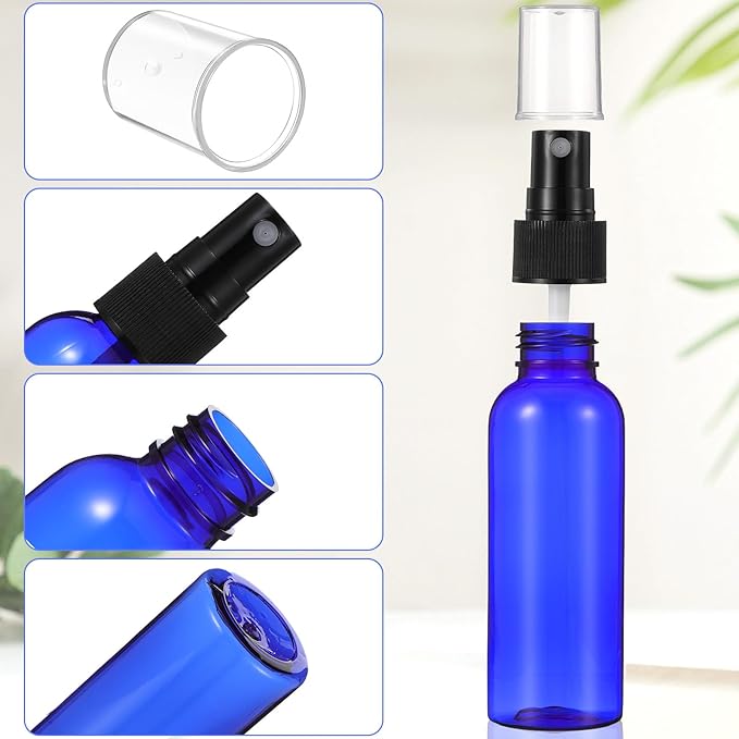 50 Pack 2 Oz Plastic Spray Bottles Reusable Mini Travel Size Perfume Refillable Mist Sprayer Empty Spritz Bottle for Household Use Essential Oil Cleaning